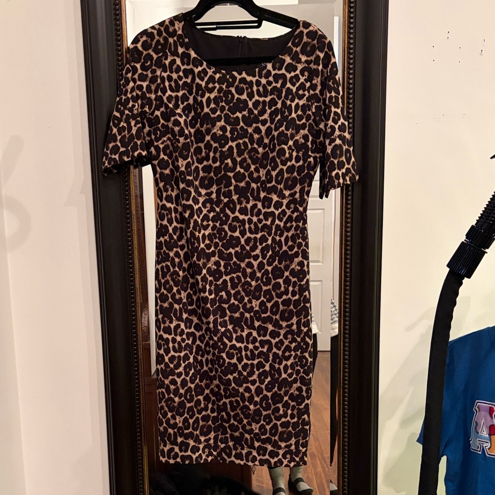 Single Leopard Print Dress - Black and Tan